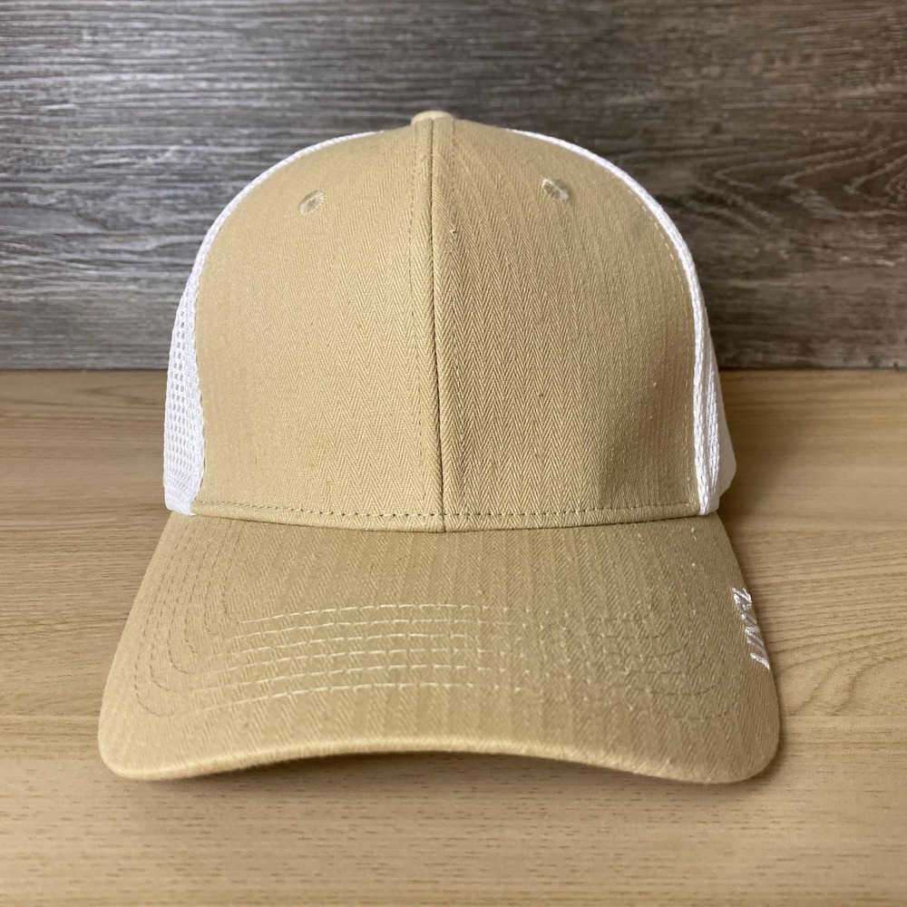 UNRL Hat Cap Snap Back Trucker Brown Beige White Athletic Fit Logo Mens Classic
